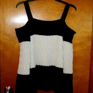 Venus Black and White color block off the shoulder sweater